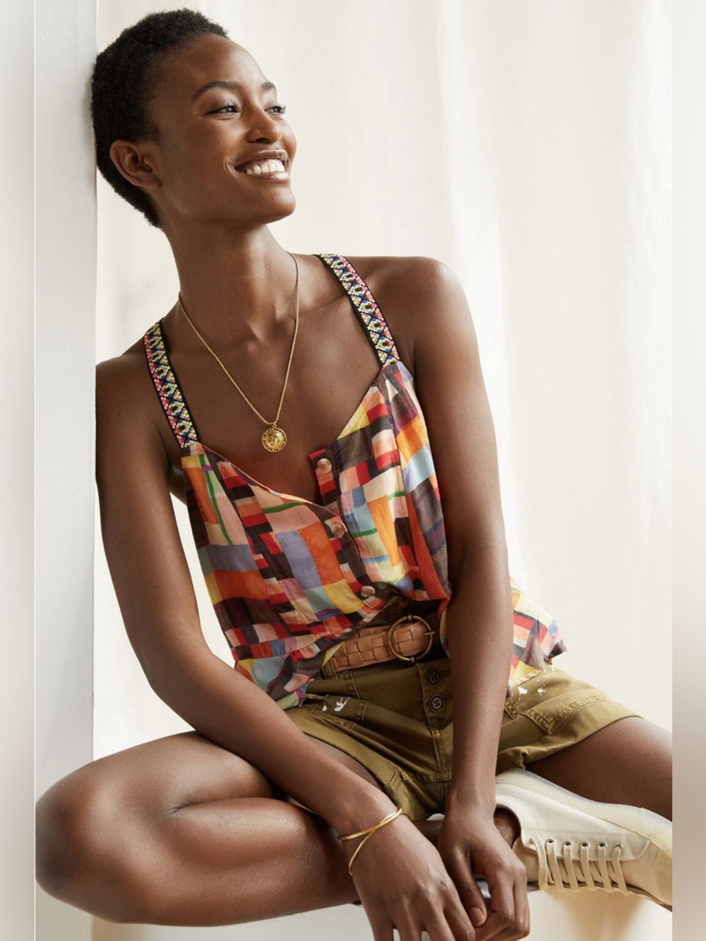 NWT Anthropologie Abstract Pilcro Peplum Tank